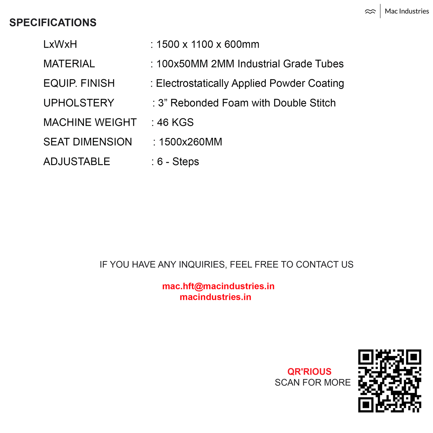 Mac - BRF6007 - Abdominal Crunches Board, Ab-Board Sit-up Bench for Home & Commercial Purposes