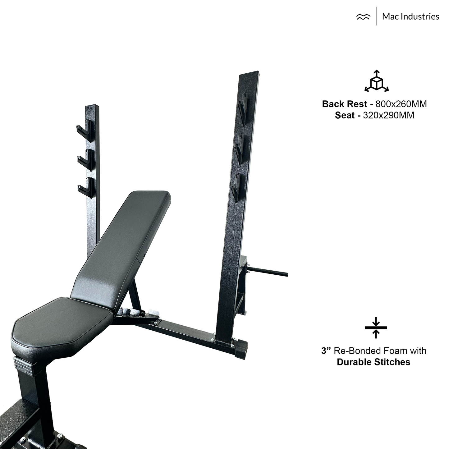 Mac - BRF8004 - Adjustable Olympic Bench Press Incline, Decline & Flat for Weight & Strength Training, Home & Commercial Purpose