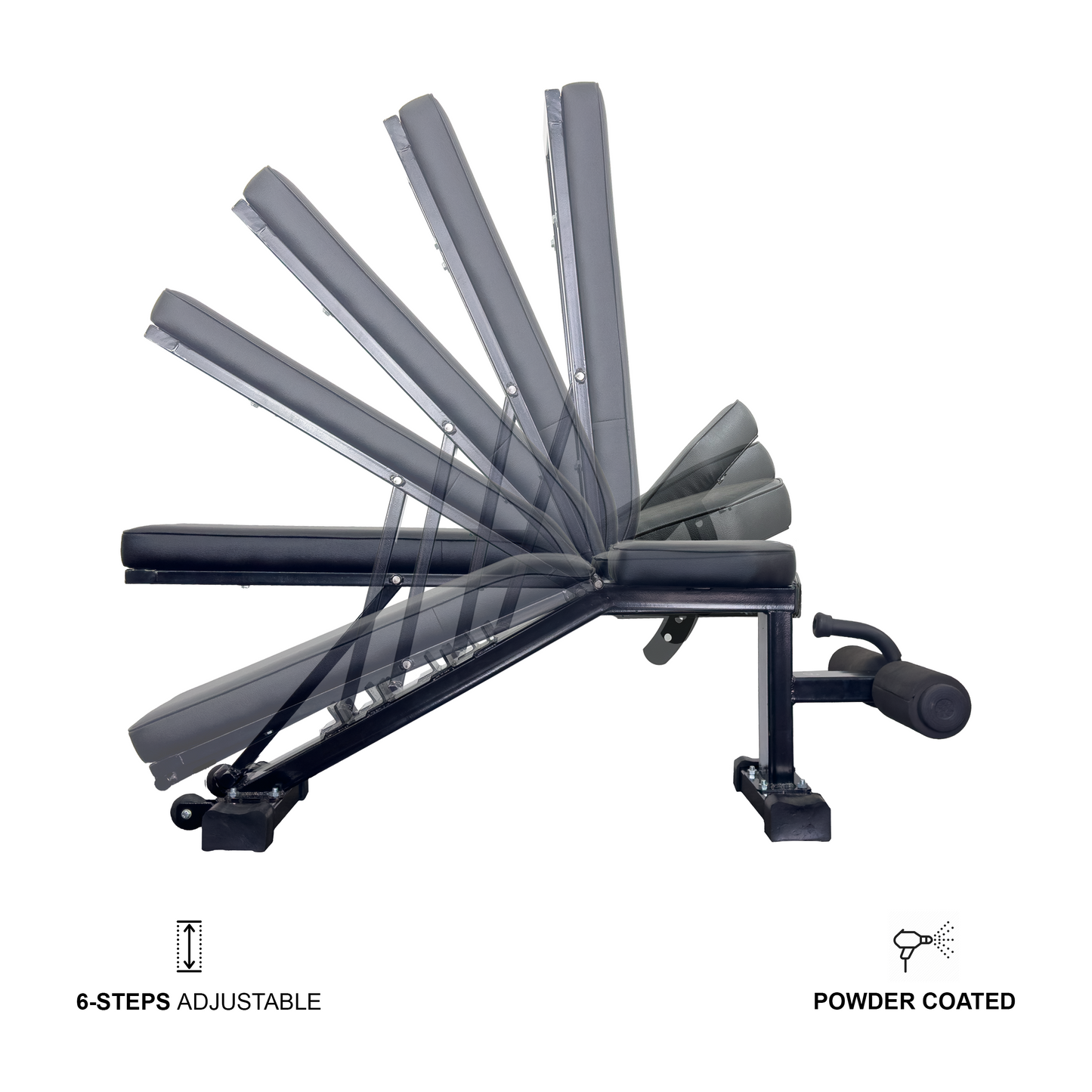 Mac - 6011A - Adjustable Utility Heavy Bench (Flat, 3 Incline & 1 Decline) - 6 Steps Adjustable and 3 Steps Adjustable Seat, Home & Gym Purpose