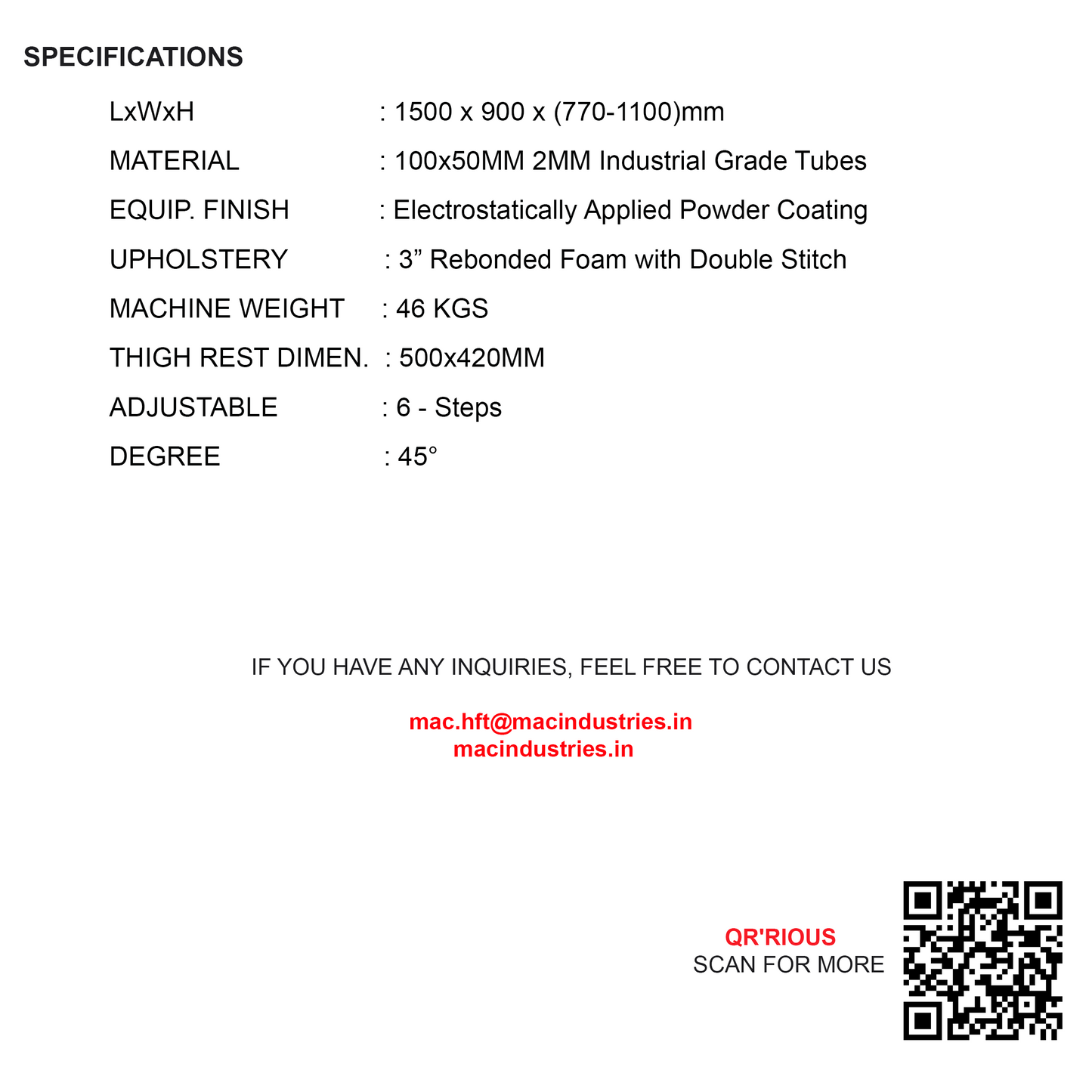 Mac - 6015P - Hyper Extension Bench (PRO Edition - Home & Commercial Purpose)
