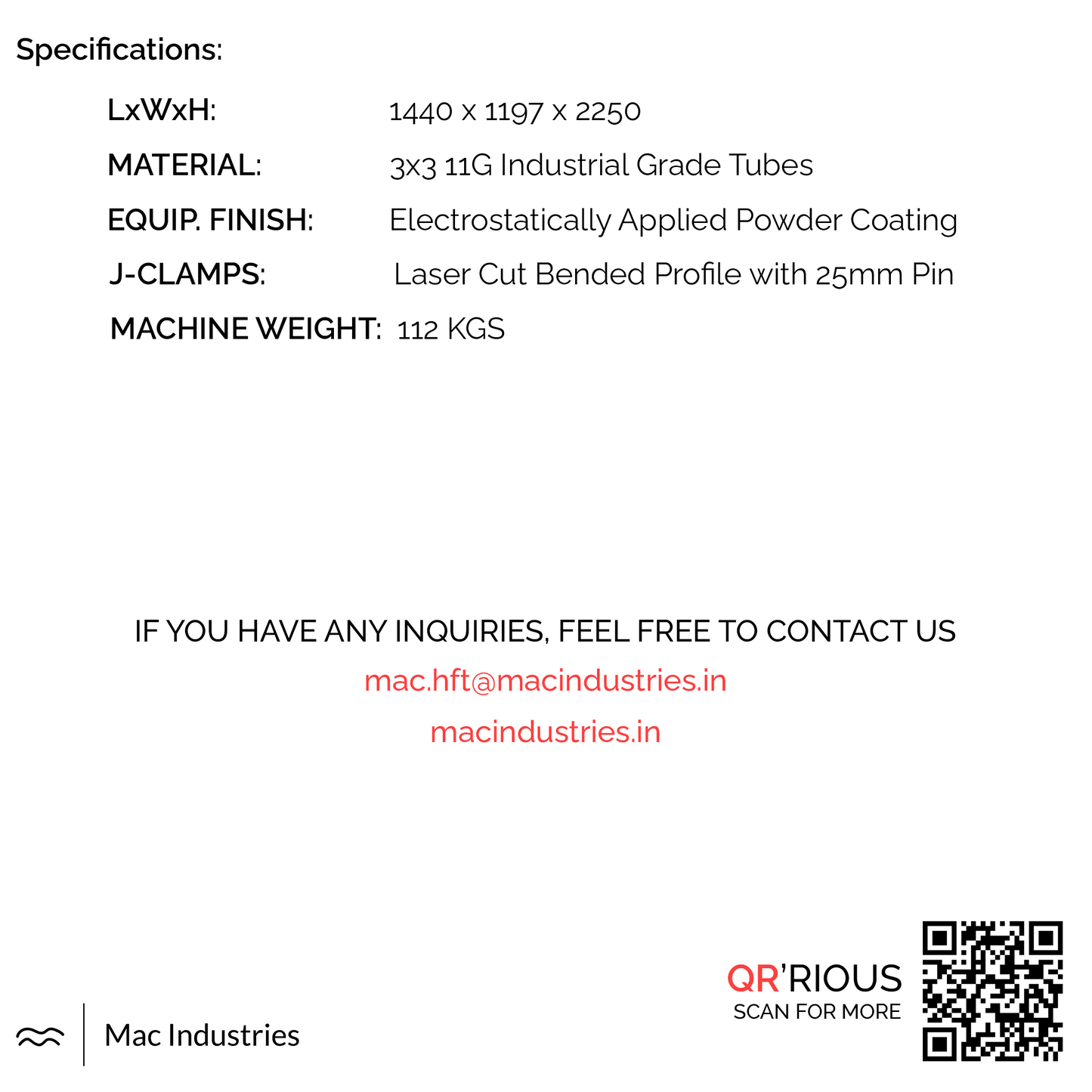 Mac - BRF6022 - Multi-Function Power Rack with Adjustable J-Clamps, Strength Training Machine for Home & Commercial Purpose (PRO Edition)