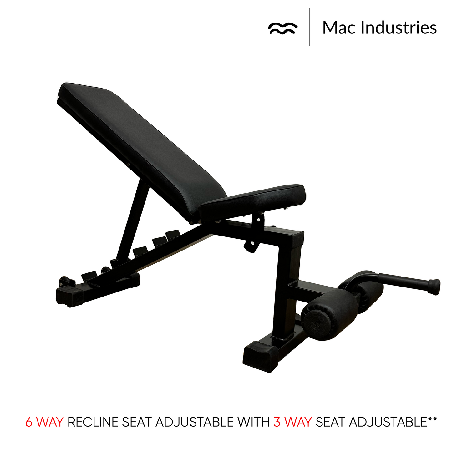 Mac - 6011A - Adjustable Utility Heavy Bench (Flat, 3 Incline & 1 Decline) - 6 Steps Adjustable and 3 Steps Adjustable Seat, Home & Gym Purpose