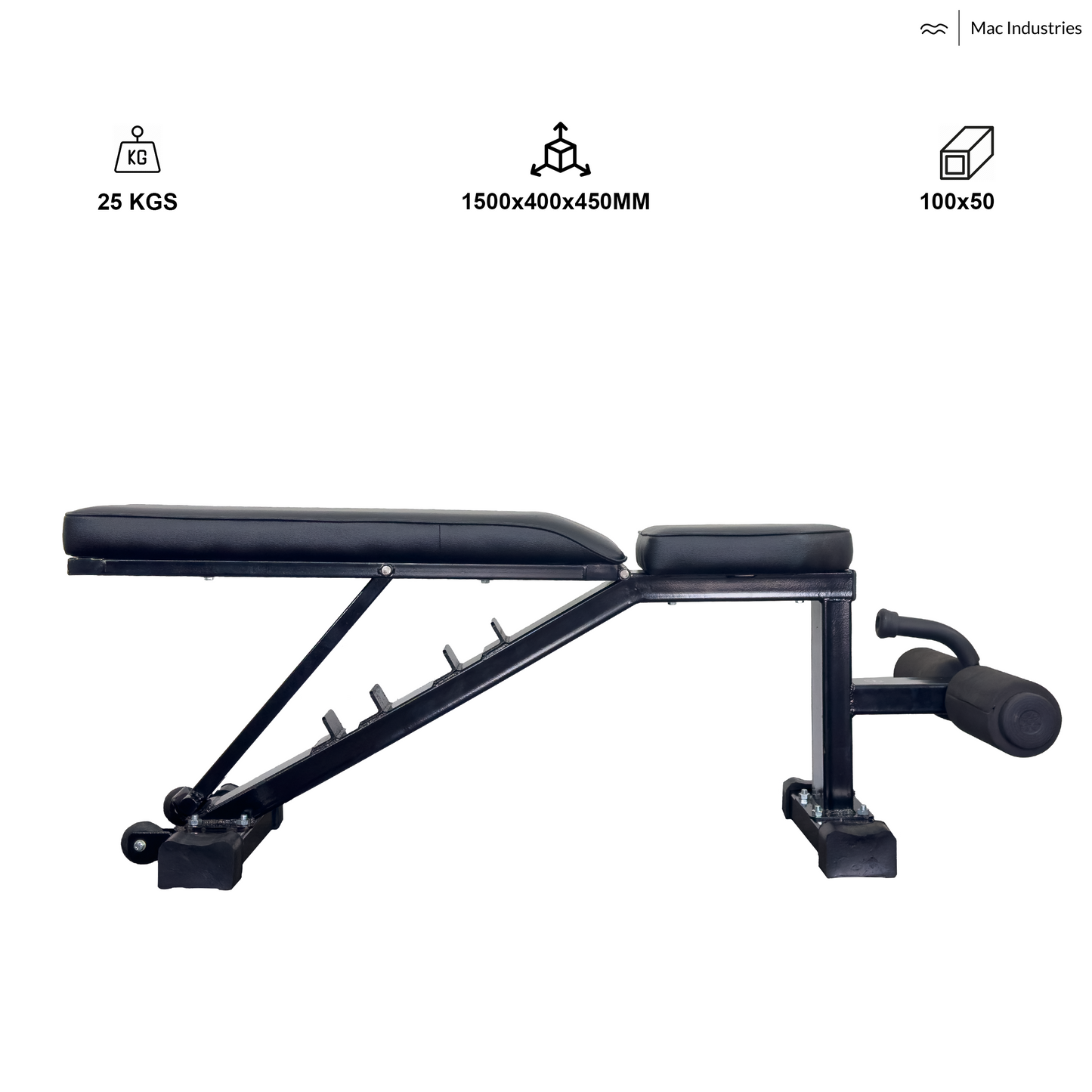 Mac - 6011 - Adjustable Utility Heavy Bench (Flat, Incline & Decline) - 6 Steps Adjustable, Home & Gym Purpose