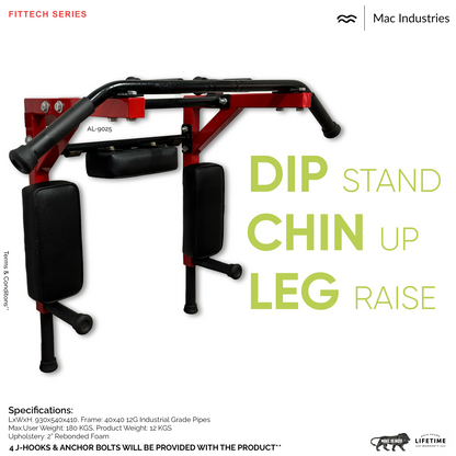 Mac - 9025AL - Chin-Up Bar with Dip Stand & Leg Raise for Home & Commercial Purpose (Wall Mounted)